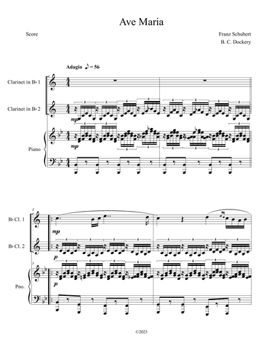 Ave Maria (Clarinet Duet with Piano Accompaniment) (arr. B. C. Dockery)