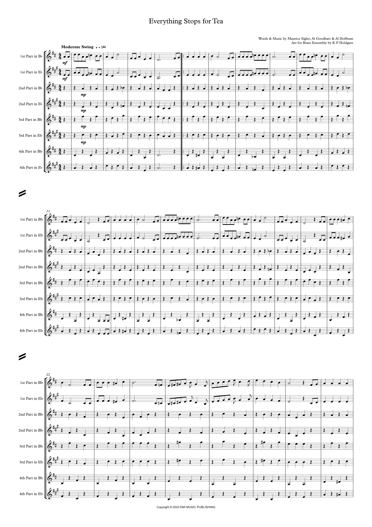 Everything Stops For Tea (arr. Kevin P Holdgate)