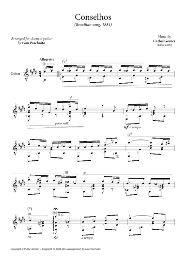 Conselhos (a Brazilian song) (arr. Ivan Paschoito)