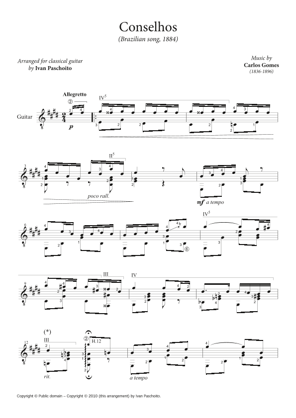 Conselhos (a Brazilian song) (arr. Ivan Paschoito)