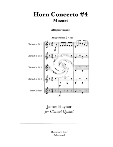 Horn Concerto #4 Finale for Clarinet Quintet (arr. James Haynor)