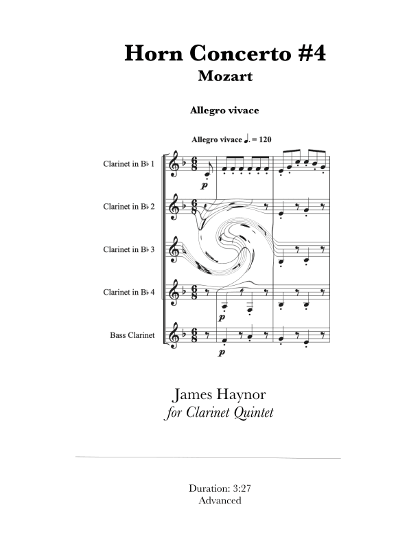 Horn Concerto #4 Finale for Clarinet Quintet (arr. James Haynor)