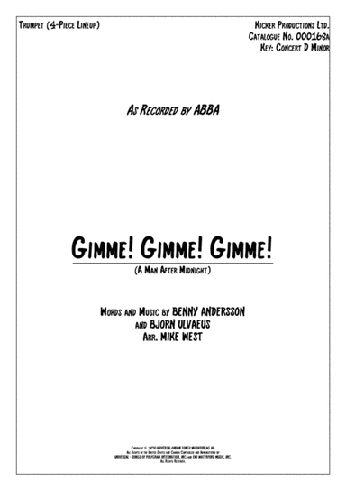 Gimme! Gimme! Gimme! (a Man After Midnight) (arr. Mike West)