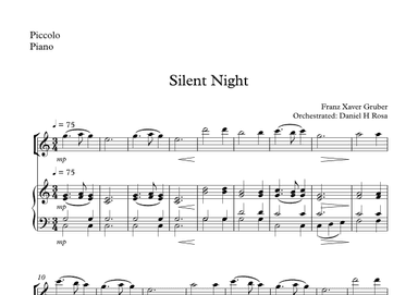 Silent Night - Christmas Carol - Piccolo and Piano (arr. Daniel H Rosa)