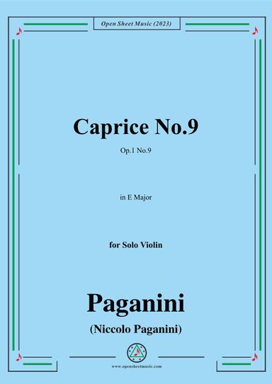 Paganini-Caprice No.9,Op.1 No.9,in E Major,for Solo Violin (arr. OSM Press)