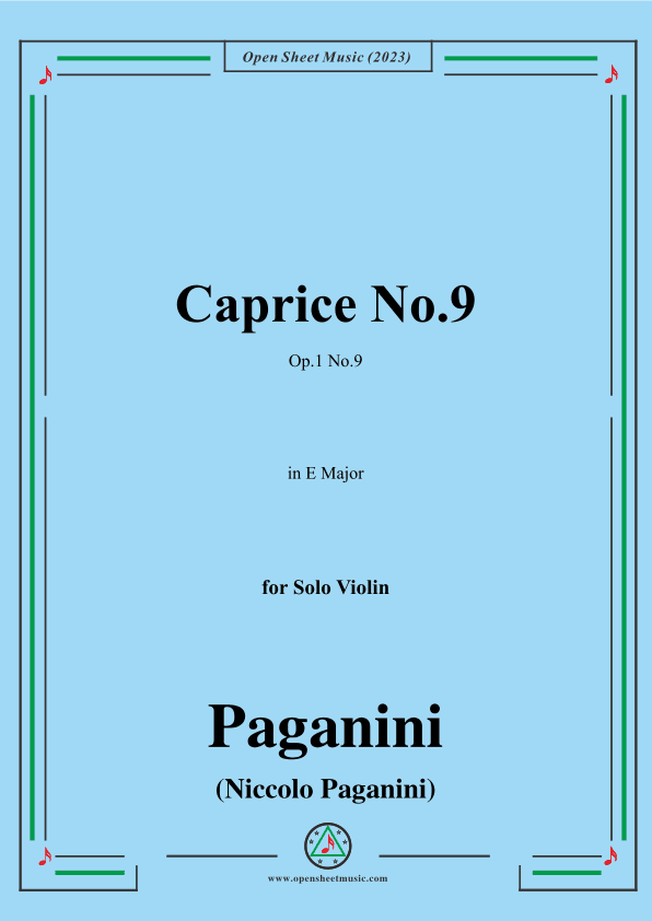 Paganini-Caprice No.9,Op.1 No.9,in E Major,for Solo Violin (arr. OSM Press)