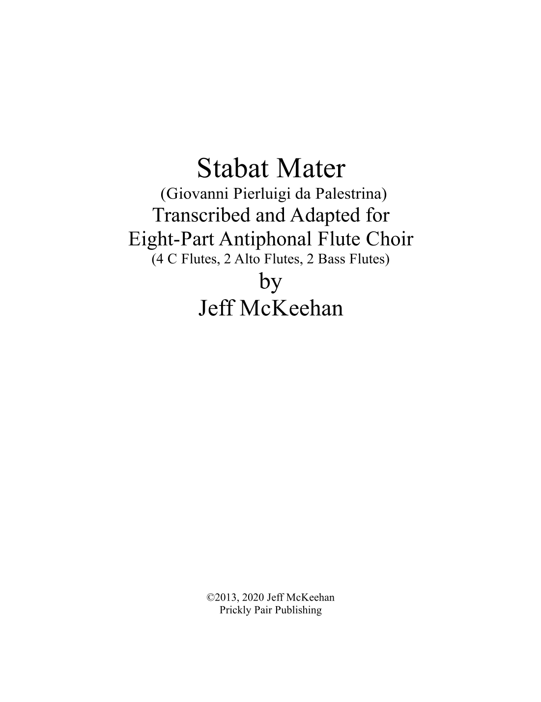 Stabat Mater for Flute Choir (Palestrina) (arr. Jeff McKeehan)