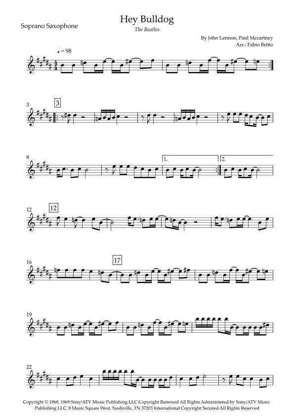 Hey Bulldog (arr. Fabio Britto)
