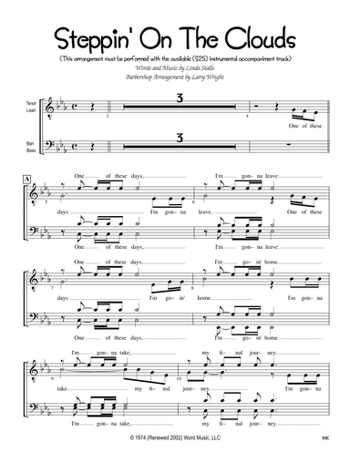 Stepping On The Clouds (arr. Larry Wright)