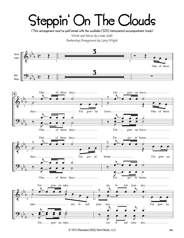 Stepping On The Clouds (arr. Larry Wright)