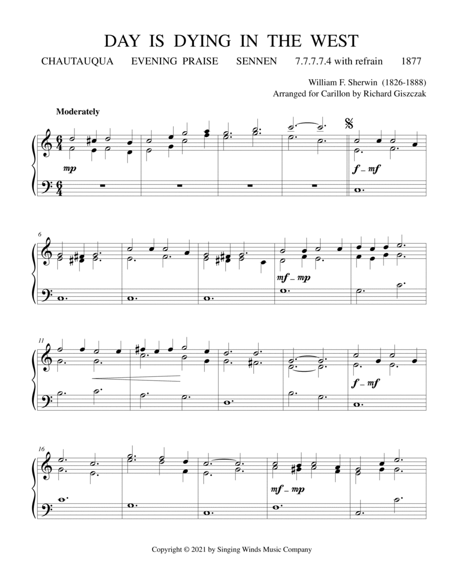 Day Is Dying in the West  (CHAUTAUQUA) (arr. Richard Giszczak)