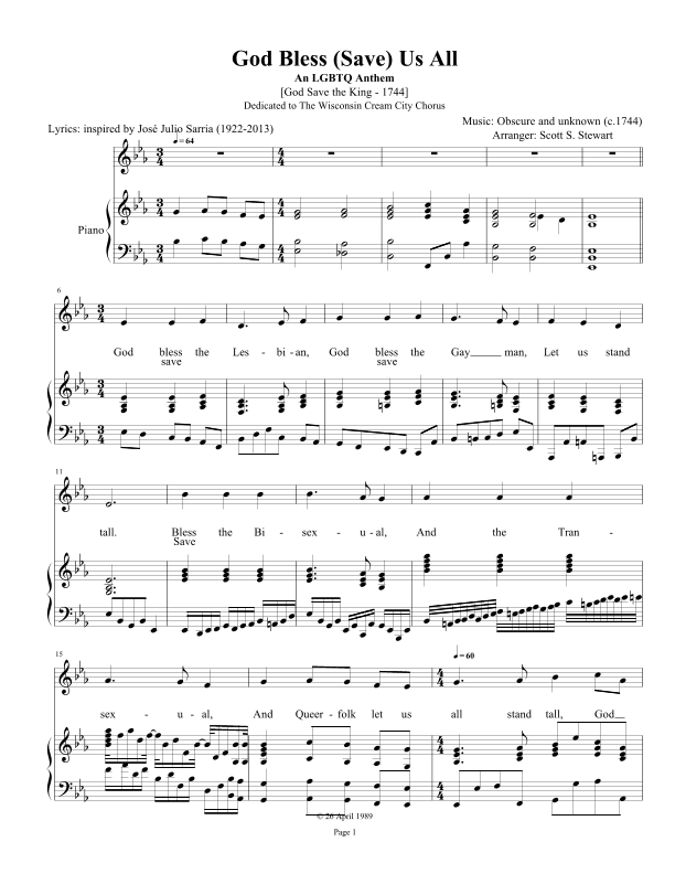 God Bless (Save) Us All: an LGBTQ Anthem (arr. Scott S. Stewart)