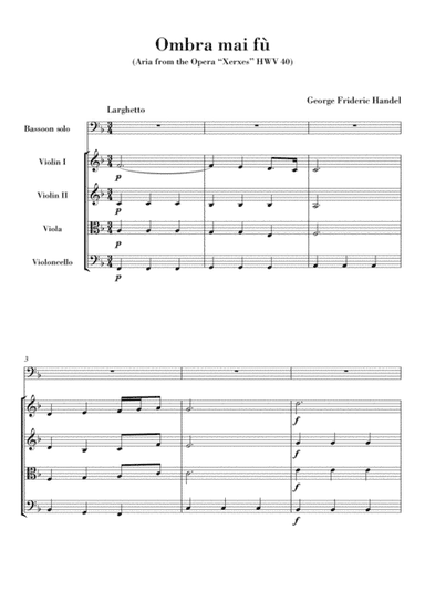Ombra mai fu (for Bassoon and String Quartet) (arr. Ahiva Editions)