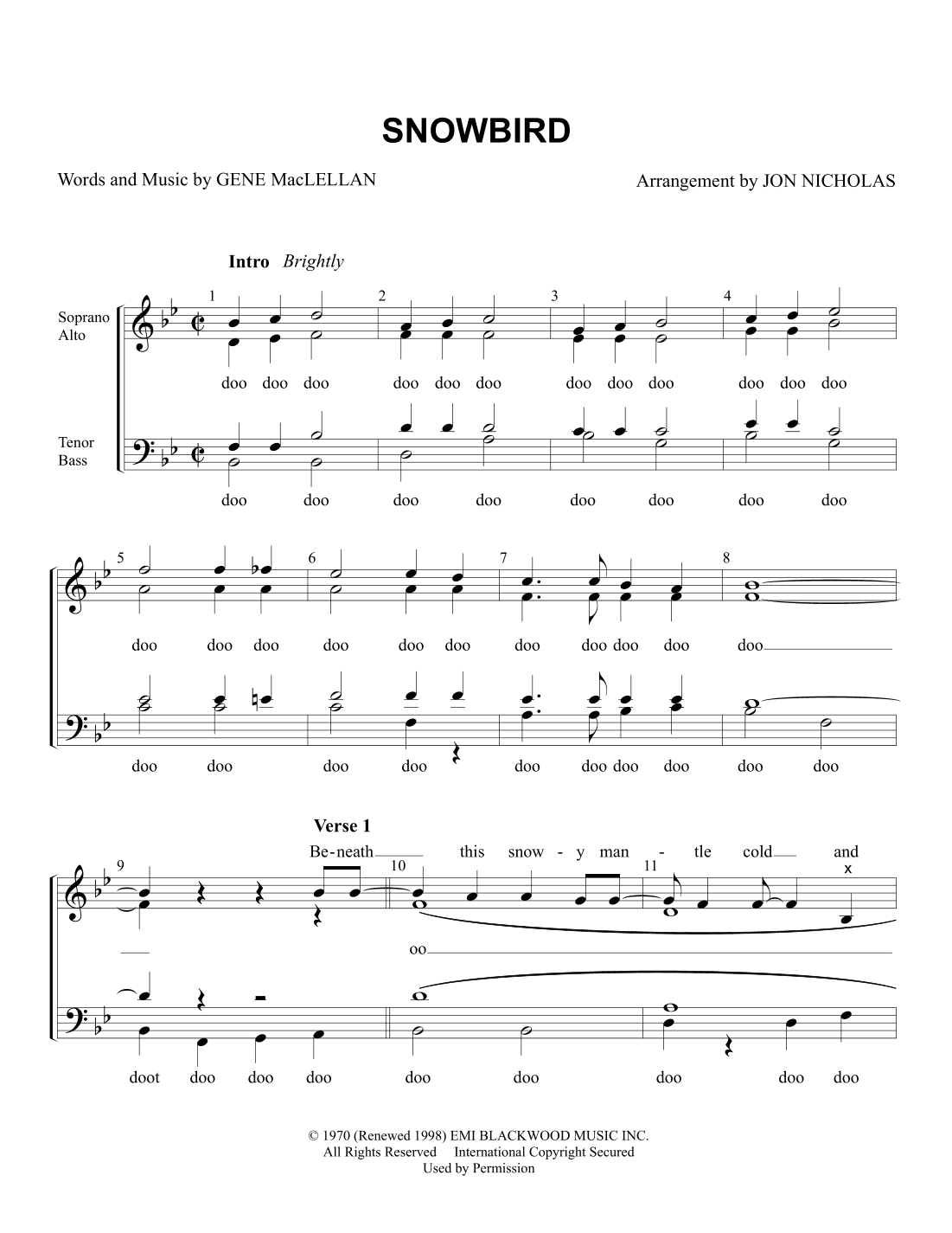 Snowbird (arr. Jon Nicholas)