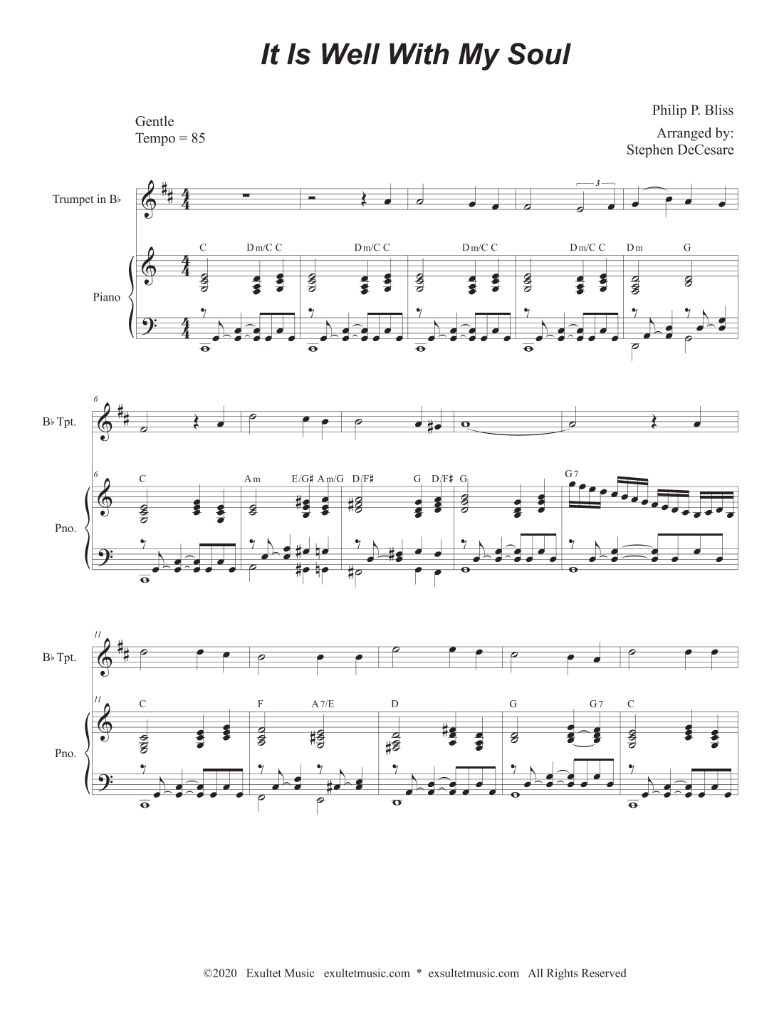 It Is Well With My Soul (Bb-Trumpet solo and Piano) (arr. Stephen DeCesare)