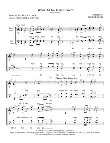 When Did You Leave Heaven (arr. Robert Rund)