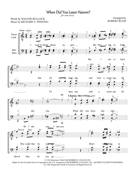 When Did You Leave Heaven (arr. Robert Rund)