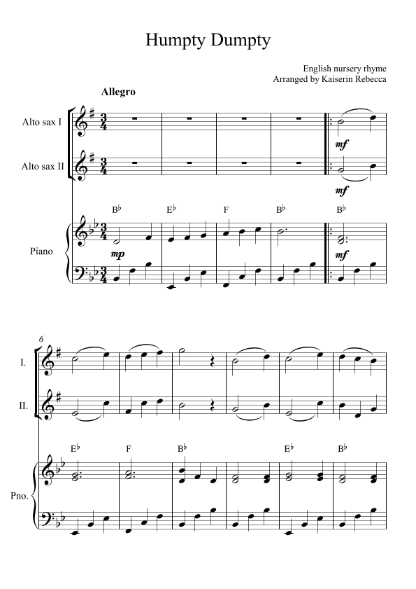 Humpty Dumpty (arr. Kaiserin Rebecca)