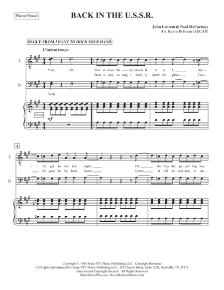 Back In The U.s.s.r. (arr. Kevin Robison)