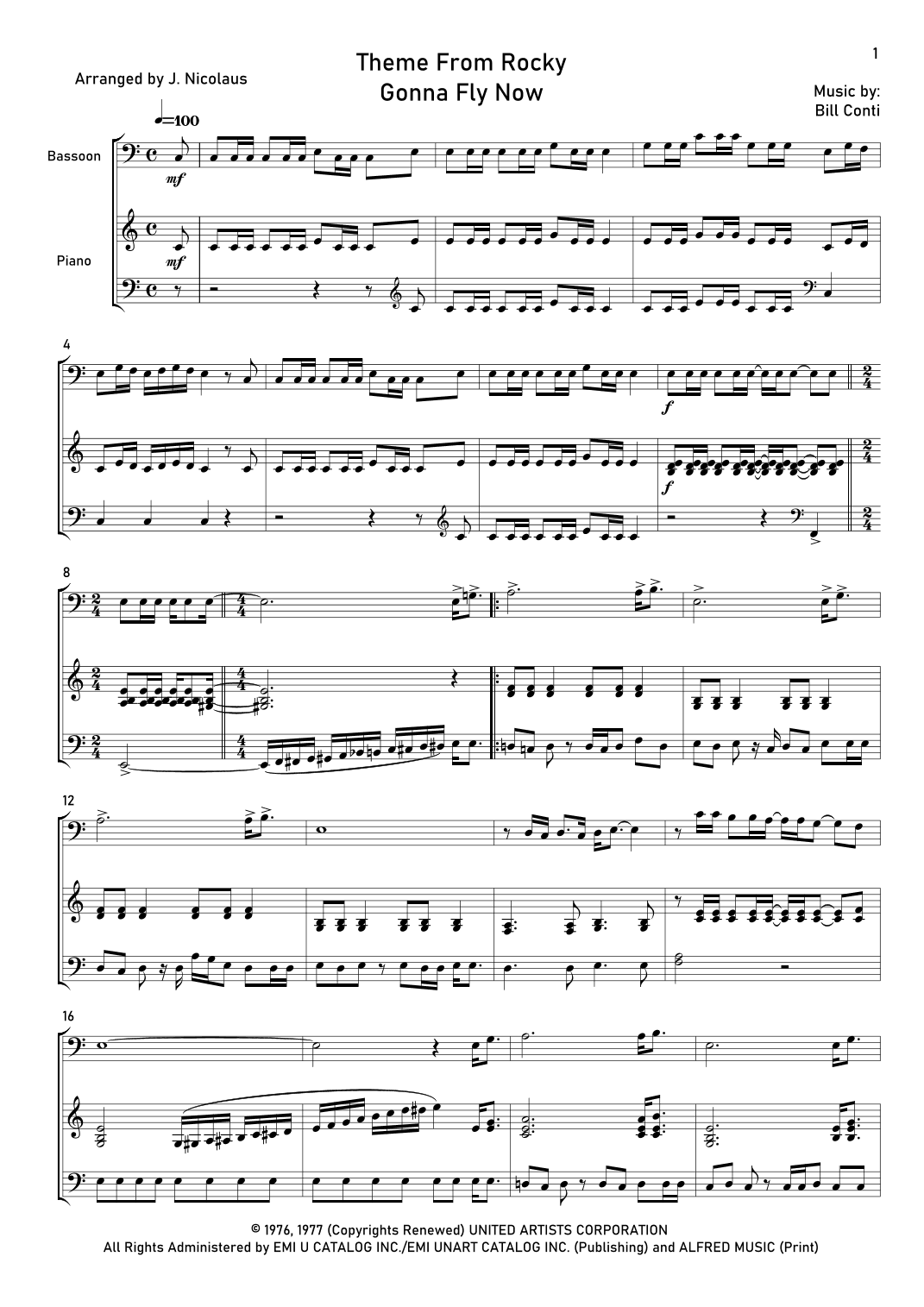 Gonna Fly Now (arr. John Nicolaus)
