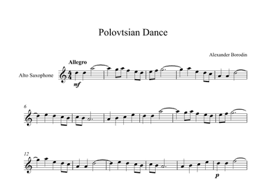 Polovtsian Dance - Alexander Borodin (Alto Sax) (arr. Digital Book Music)