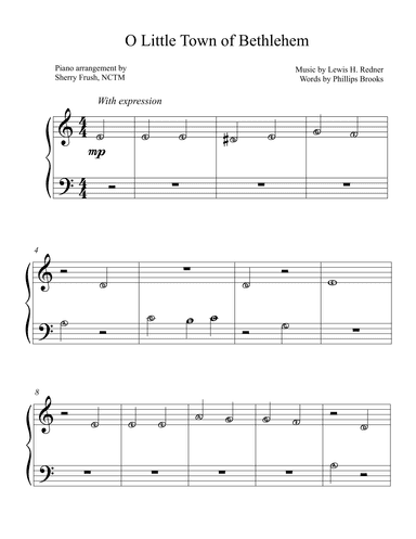 O Little Town of Bethlehem alpha notes (arr. Sherry Frush, NCTM)