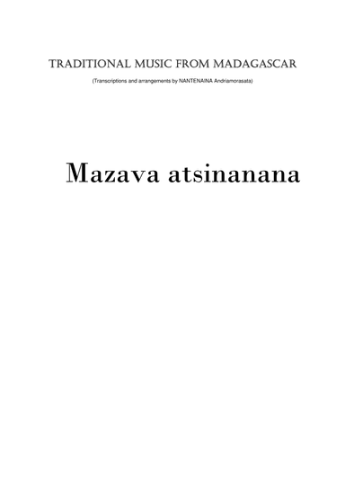 MAZAVA ATSINANANA (arr. ANDRIAMORASATA NANTENAINA)