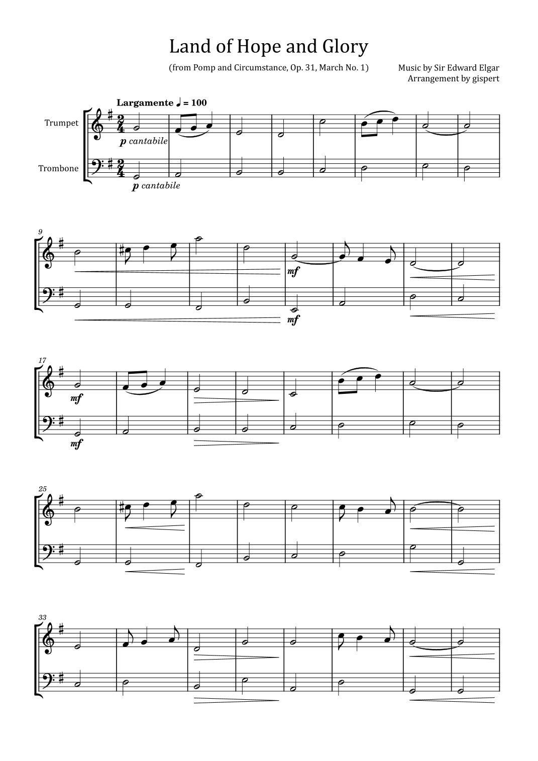 Land of Hope and Glory (from Pomp and Circumstance, Op. 31, March No. 1) (arr. Gispert)