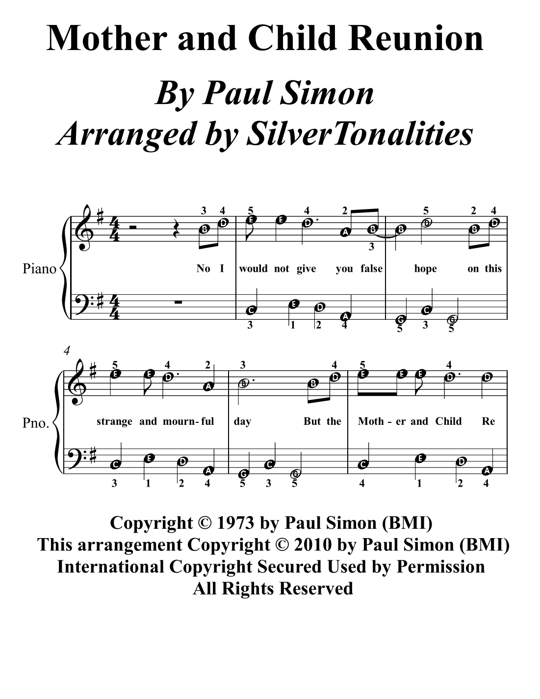 Mother And Child Reunion (arr. SilverTonalities)