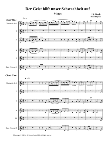 Der Geist hilft unser Schwachheit auf by J.S. Bach for Double Clarinet Choir (arr. Richard Byrnes)