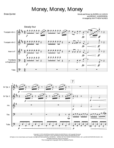 Money, Money, Money (arr. Matthew Nunes)