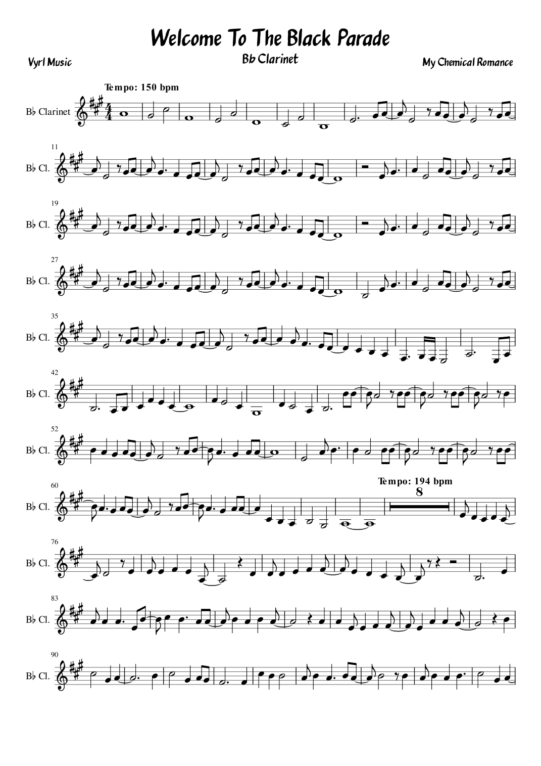 Welcome To The Black Parade (arr. Vyrl)
