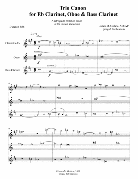Guthrie: Trio Canon for Eb Clarinet, Oboe & Bass Clarinet