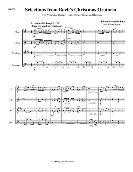 Bach's Christmas Oratorio Selections for Woodwind Quartet (arr. John Gibson)