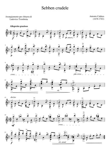 Antonio Caldara - Sebben crudele (for solo classical guitar) (arr. Ludovico Trombetta)