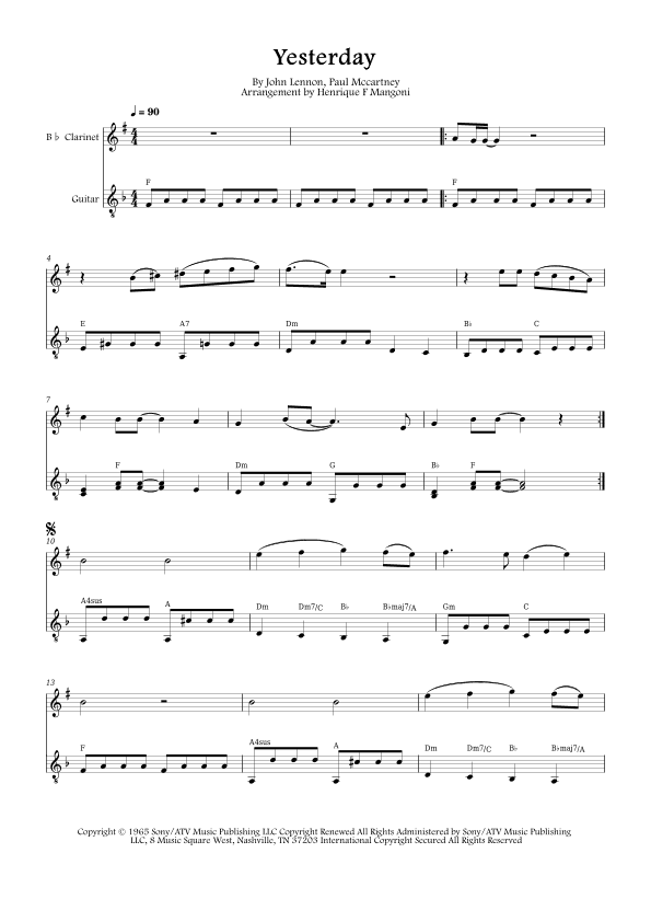 Yesterday (arr. Henrique F Mangoni)