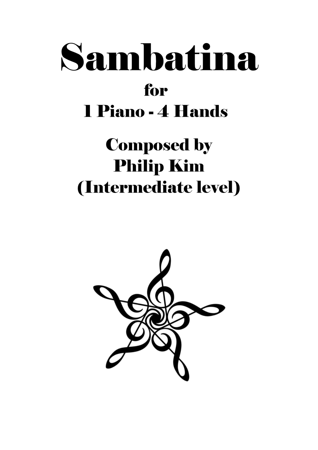 Sambatina, Original composition for piano duet (Intermediate level) by Philip Kim