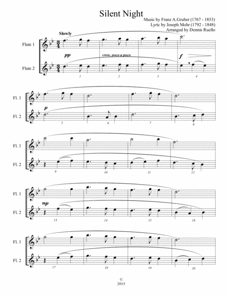 6 Traditional Christmas Carols for Flute Duet - Intermediate (arr. Dennis Ruello)