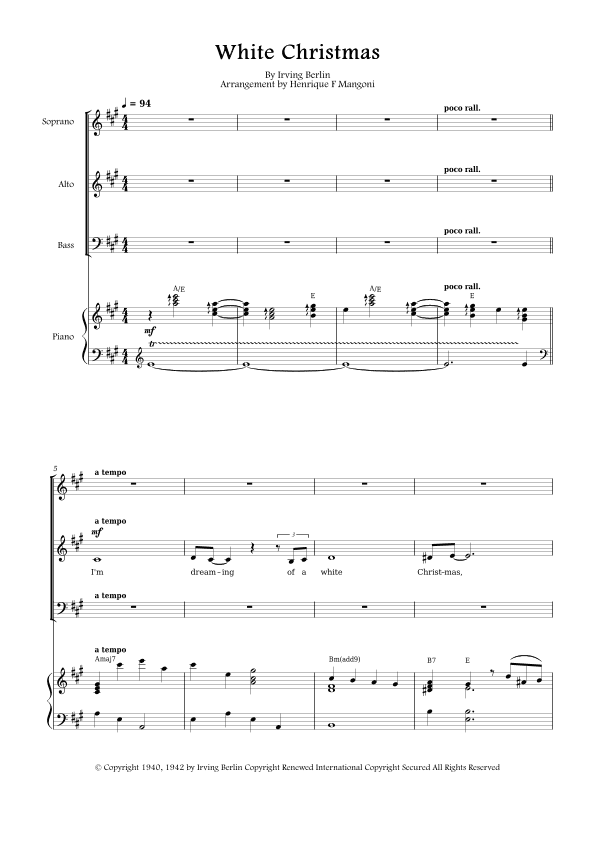White Christmas (arr. Henrique F Mangoni)