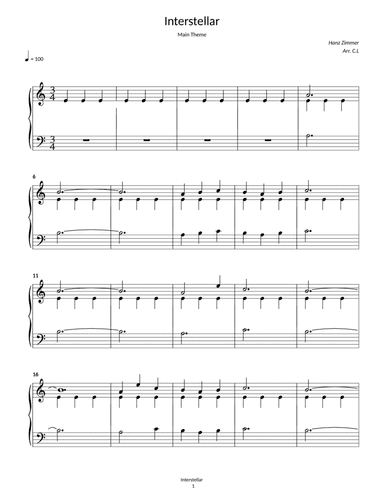 Interstellar (arr. Cindy Margaretha)