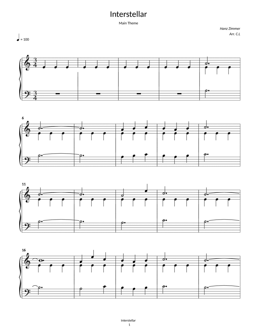 Interstellar (arr. Cindy Margaretha)
