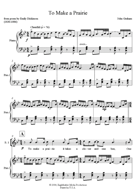 To Make a Prairie - for choir and piano