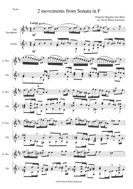 Sonata in F (first and last movements) for alto saxophone and guitar (arr. David Warin Solomons)