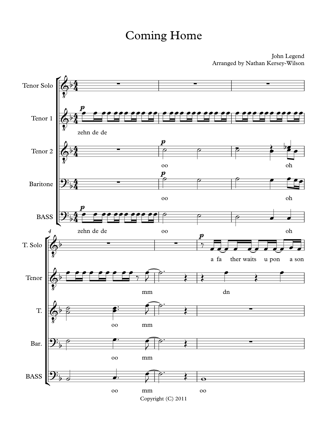 Coming Home (arr. Nathan Kersey-Wilson)