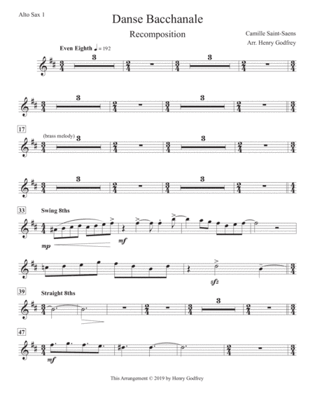 Danse Bacchanale [PARTS] (arr. Henry Godfrey)