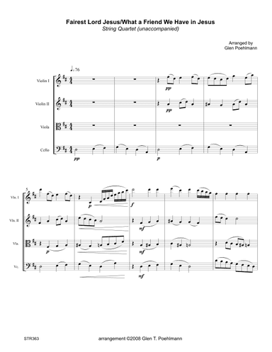 FAIREST LORD JESUS/WHAT A FRIEND WE HAVE IN JESUS - String Quartet (unaccompanied) (arr. Glen Poehlmann)