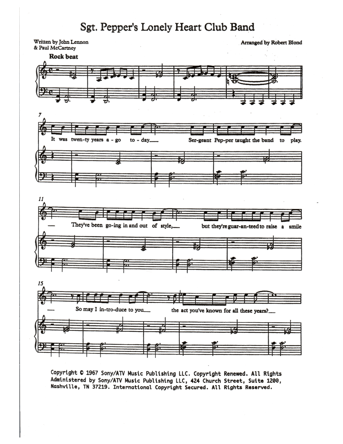 Sgt. Pepper's Lonely Hearts Club Band (arr. Robert Blond)