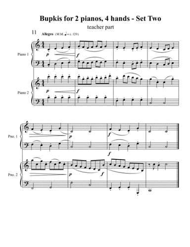 Bupkis for 2 Pianos, 4 hands - Set Two - teacher part