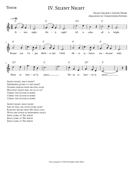 Silent Night for Tenor Voice (arr. Christopher Esther)
