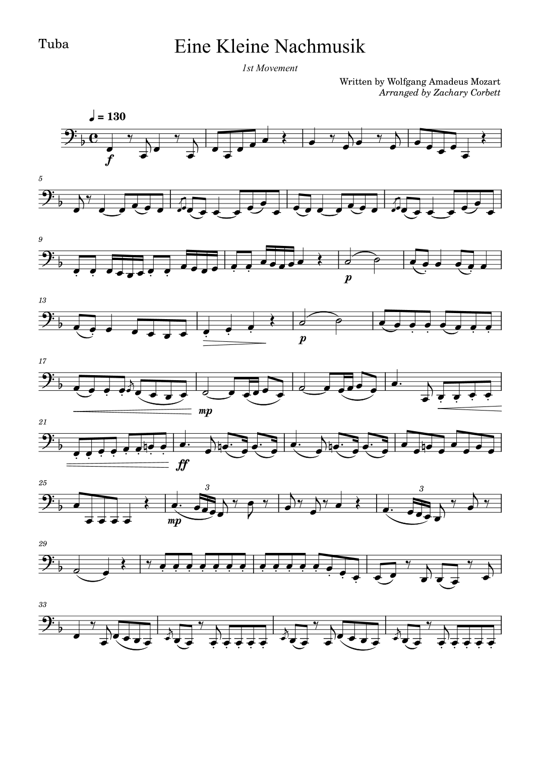 Eine Kleine Nachtmusik, 1st Movement (arr. Zachary Corbett)